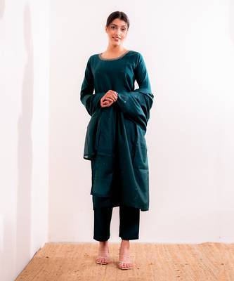 Turquoise  Naina Straight Fit  Suit Set 1