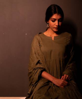 Green Nazar Anarkali Suit Set 6