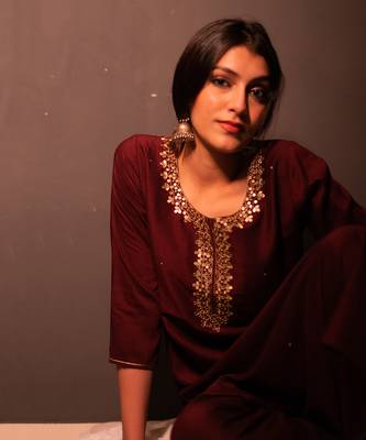 Maroon Saba Straight Fit Kurta Set 11