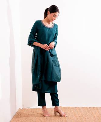 Turquoise Sufi Straight Fit  Suit Set 7