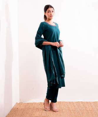 Turquoise Sufi Straight Fit  Suit Set 8
