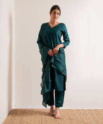 Turquoise  Aks Straight Fit  Suit Set 6