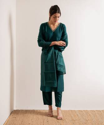 Turquoise  Aks Straight Fit  Suit Set 7