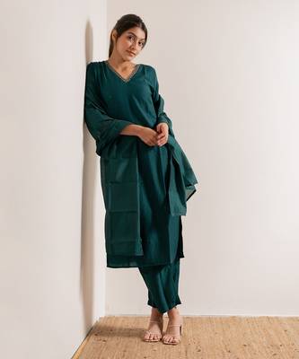 Turquoise  Aks Straight Fit  Suit Set 8