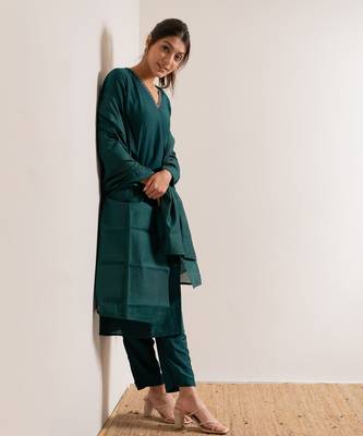 Turquoise  Aks Straight Fit  Suit Set 9