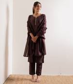 Wine Amber Straight Fit  Suit Set