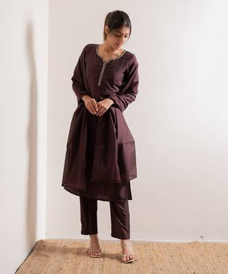 Wine Amber Straight Fit  Suit Set 7