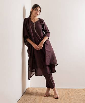 Wine Amber Straight Fit  Suit Set 9