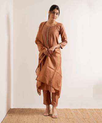 Dusty Orange Chaap Straight Fit Kurta Set 10