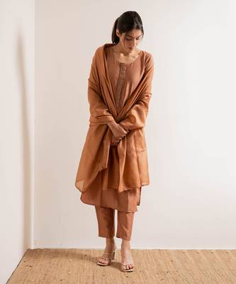 Dusty Orange Chaap Straight Fit Kurta Set 1