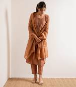 Dusty Orange Chaap Straight Fit Kurta Set