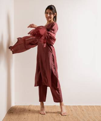 Dusty Pink Fanaa Straight Fit  Suit Set 6