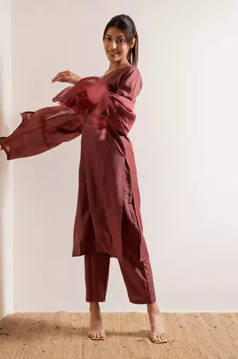 Dusty Pink Fanaa Straight Fit  Suit Set