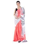 Blue printed georgette saree with blouse