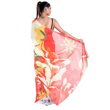Black printed satin saree with blouse 2