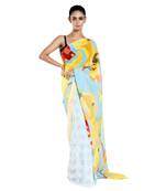 Black printed georgette saree with blouse