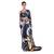 Blue printed satin saree with blouse