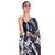 Blue printed satin saree with blouse