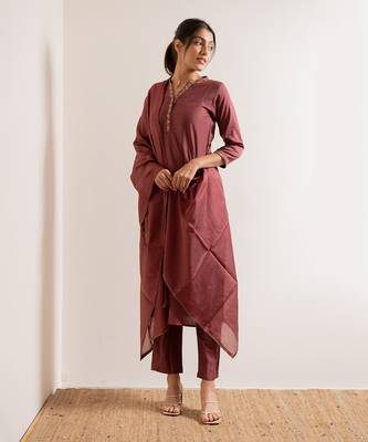 Dusty Pink Gulabi Straight Fit Kurta Set 6