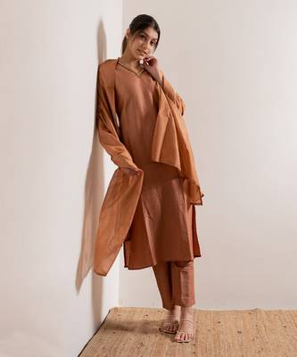 Dusty Orange Jiya Straight Fit  Suit Set 7
