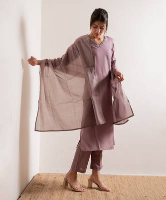 Lavender Kaach Straight Fit  Suit Set 6