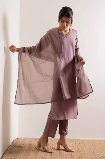 Lavender Kaach Straight Fit  Suit Set