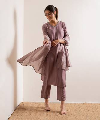 Lavender Kaach Straight Fit  Suit Set 9