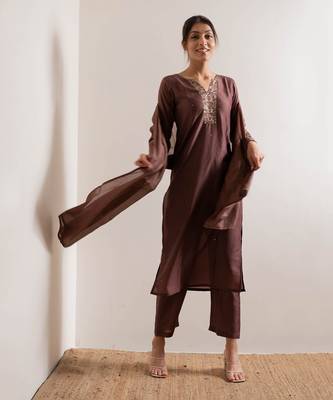 Rust Maroon Karisa Straight Fit  Suit Set 6