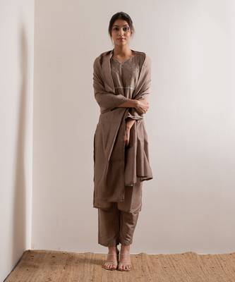 Pale Nude Khair Straight Fit  Suit Set 1