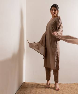 Pale Nude Khair Straight Fit  Suit Set 8
