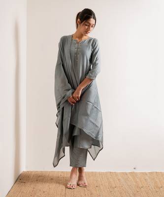 Powder Blue Khayaal Straight Fit  Suit Set 1