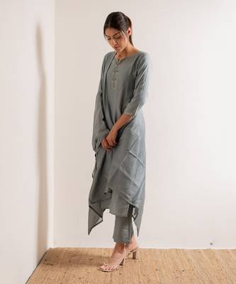 Powder Blue Khayaal Straight Fit  Suit Set 7