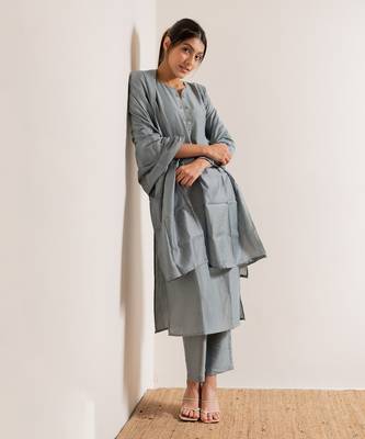 Powder Blue Khayaal Straight Fit  Suit Set 9
