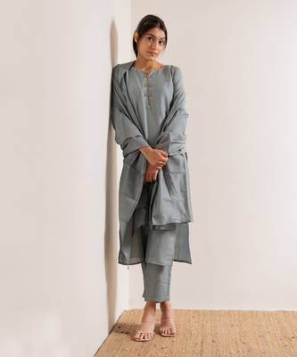 Powder Blue Khayaal Straight Fit  Suit Set 14