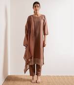 Brown Kurjan Straight Fit Kurta Set