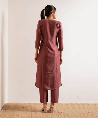 Dusty Pink Maahi Straight Fit  Suit Set 8
