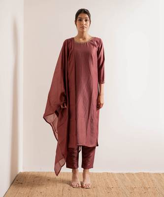 Dusty Pink Maahi Straight Fit  Suit Set 9