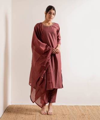 Dusty Pink Maahi Straight Fit  Suit Set 11