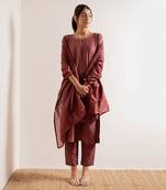 Dusty Pink Maahi Straight Fit  Suit Set