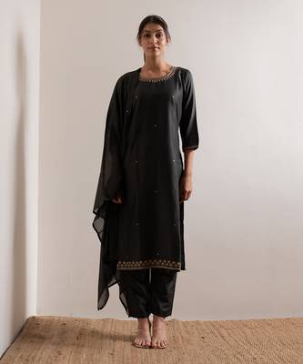 Olive Green Meera Straight Fit  Suit Set 6