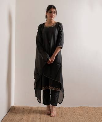 Olive Green Meera Straight Fit  Suit Set 7