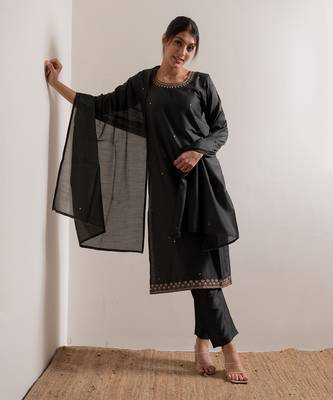 Olive Green Meera Straight Fit  Suit Set 8