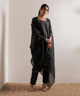 Olive Green Meera Straight Fit  Suit Set 9