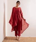 Tomato Red Meher Straight Fit  Suit Set