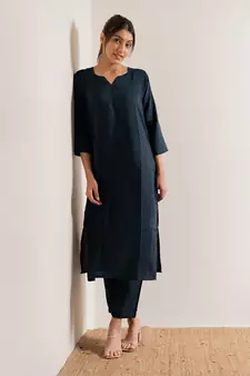 Blue Neel Straight Fit Kurta Set
