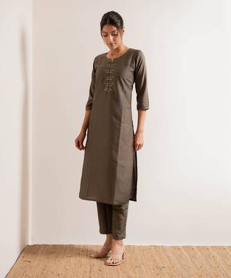 Fade Grey Noori Straight Fit  Suit Set 5