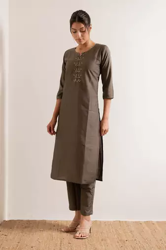 Fade Grey Noori Straight Fit  Suit Set