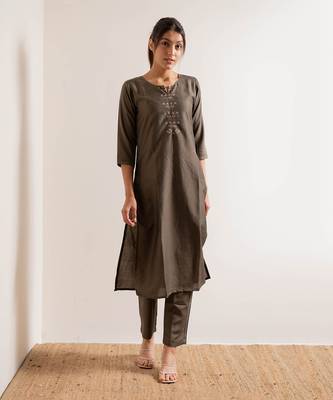 Fade Grey Noori Straight Fit  Suit Set 8