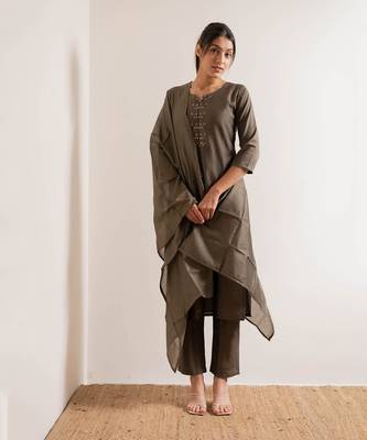 Fade Grey Noori Straight Fit  Suit Set 11