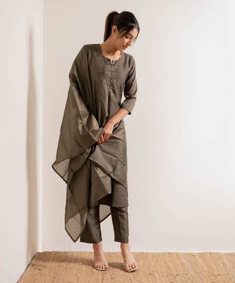 Fade Grey Noori Straight Fit  Suit Set 12